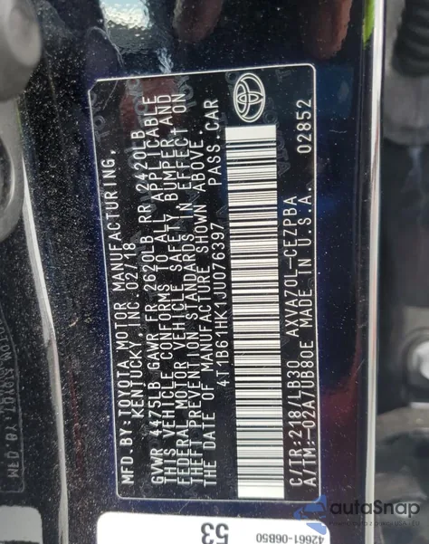 2018 Toyota Camry Xse from USA, damaged, VIN 4T1B61HK1JU076397